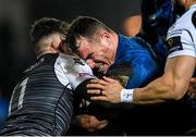 21 February 2020; Peter Dooley of Leinster in action against Luke Morgan of Ospreys during the Guinness PRO14 Round 12 match between Ospreys and Leinster at The Gnoll in Neath, Wales. Photo by Ramsey Cardy/Sportsfile