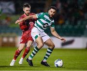21 February 2020; Roberto Lopes of Shamrock Rovers and Dylan McGlade of Cork City during the SSE Airtricity League Premier Division match between Shamrock Rovers and Cork City at Tallaght Stadium in Dublin. Photo by Stephen McCarthy/Sportsfile