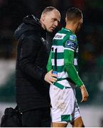 21 February 2020; Shamrock Rovers physiotherapist Tony McCarthy with Graham Burke during the SSE Airtricity League Premier Division match between Shamrock Rovers and Cork City at Tallaght Stadium in Dublin. Photo by Stephen McCarthy/Sportsfile