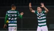 21 February 2020; Aaron Greene celebrates after his Shamrock Rovers team-mate Graham Burke, left, scored their secong goal during the SSE Airtricity League Premier Division match between Shamrock Rovers and Cork City at Tallaght Stadium in Dublin. Photo by Stephen McCarthy/Sportsfile