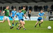 22 February 2020; Lorcan O'Dell of Dublin shoots to score his side's second goal during the Eirgrid Leinster GAA Football U20 Championship Semi-Final match between Dublin and Meath at Parnell Park in Dublin. Photo by David Fitzgerald/Sportsfile