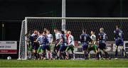 21 February 2020; Players from both teams tussle in the goal-mouth during the SSE Airtricity League First Division match between Cabinteely and Bray Wanderers at Stradbrook Road in Blackrock, Dublin. Photo by Seb Daly/Sportsfile