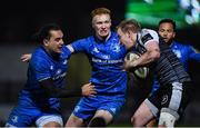 21 February 2020; Luke Price of Ospreys in action against James Lowe, left, and Ciarán Frawley of Leinster during the Guinness PRO14 Round 12 match between Ospreys and Leinster at The Gnoll in Neath, Wales. Photo by Ramsey Cardy/Sportsfile