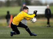 22 February 2020; David Dolan of Mayo SL makes a save during the U15 SFAI Subway National Plate Final match between Mayo SL and Carlow JDL at Mullingar Athletic FC in Gainestown, Co. Westmeath. Photo by Seb Daly/Sportsfile
