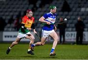 22 February 2020; Paddy Purcell of Laois in action against David English of Carlow during the Allianz Hurling League Division 1 Group B Round 4 match between Laois and Carlow at MW Hire O'Moore Park in Portlaoise, Laois. Photo by Matt Browne/Sportsfile