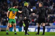 22 February 2020; Donegal manager Declan Bonner and Ryan McHugh of Donegal protest to referee Maurice Deegan during the Allianz Football League Division 1 Round 4 match between Dublin and Donegal at Croke Park in Dublin. Photo by Eóin Noonan/Sportsfile
