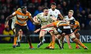 22 February 2020; James Hume of Ulster is tackled by Jasper Wiese of Toyota Cheetahs during the Guinness PRO14 Round 12 match between Ulster and Toyota Cheetahs at Kingspan Stadium in Belfast.  Photo by Oliver McVeigh/Sportsfile