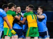22 February 2020; John Small, centre, and Paddy Small, right, both of Dublin, tussle with Hugh McFadden and Ciarán Thompson of Donegal during the Allianz Football League Division 1 Round 4 match between Dublin and Donegal at Croke Park in Dublin. Photo by Sam Barnes/Sportsfile