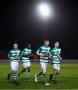 22 February 2020; Shamrock Rovers II players make their way to the dressing room at half-time of the SSE Airtricity League First Division match between Longford Town and Shamrock Rovers II at Bishopsgate in Longford. Photo by Stephen McCarthy/Sportsfile