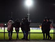 22 February 2020; Supporters await the start of the SSE Airtricity League First Division match between Longford Town and Shamrock Rovers II at Bishopsgate in Longford. Photo by Stephen McCarthy/Sportsfile