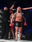 22 February 2020; Charlie Ward celebrates after winning his middleweight bout with Kyle Kurtz at Bellator Dublin in the 3 Arena, Dublin. Photo by David Fitzgerald/Sportsfile