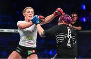 22 February 2020; Leah McCourt, left, and Judith Ruis during their women's featherweight bout at Bellator Dublin in the 3 Arena, Dublin. Photo by David Fitzgerald/Sportsfile