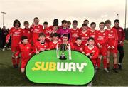 23 February 2020; Cork SL team with the cup following the U13 SFAI Subway Liam Miller Cup National Championship Final match between Cork SL and DDSL at Mullingar Athletic FC in Gainestown, Co. Westmeath. Photo by Eóin Noonan/Sportsfile