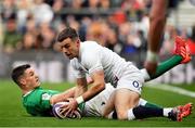 23 February 2020; George Ford of England scores his side's first try after a mistake from Jonathan Sexton of Ireland during the Guinness Six Nations Rugby Championship match between England and Ireland at Twickenham Stadium in London, England. Photo by Brendan Moran/Sportsfile Photo by Brendan Moran/Sportsfile