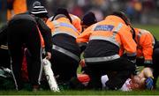 23 February 2020; Cathal McShane of Tyrone receives medical treatment prior to being stretchered off during the Allianz Football League Division 1 Round 4 match between Galway and Tyrone at Tuam Stadium in Tuam, Galway.  Photo by David Fitzgerald/Sportsfile