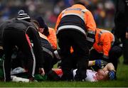 23 February 2020; Cathal McShane of Tyrone receives medical treatment prior to being stretchered off during the Allianz Football League Division 1 Round 4 match between Galway and Tyrone at Tuam Stadium in Tuam, Galway.  Photo by David Fitzgerald/Sportsfile