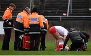 23 February 2020; Cathal McShane of Tyrone receives medical treatment prior to being stretchered off during the Allianz Football League Division 1 Round 4 match between Galway and Tyrone at Tuam Stadium in Tuam, Galway.  Photo by David Fitzgerald/Sportsfile