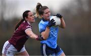 23 February 2020; Martha Byrne of Dublin in action against Fabienne Cooney of Galway during the 2020 Lidl Ladies National Football League Division 1 Round 4 match between Dublin and Galway at Dublin City University Sportsgrounds in Glasnevin, Dublin. Photo by Piaras Ó Mídheach/Sportsfile