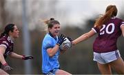 23 February 2020; Martha Byrne of Dublin in action against Fabienne Cooney, left, and Siobhán Divilly of Galway during the 2020 Lidl Ladies National Football League Division 1 Round 4 match between Dublin and Galway at Dublin City University Sportsgrounds in Glasnevin, Dublin. Photo by Piaras Ó Mídheach/Sportsfile