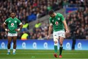 23 February 2020; Jonathan Sexton of Ireland looks to his kicking tee after missing a penalty during the Guinness Six Nations Rugby Championship match between England and Ireland at Twickenham Stadium in London, England. Photo by Ramsey Cardy/Sportsfile Photo by Ramsey Cardy/Sportsfile