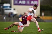 23 February 2020; Rory Brennan of Tyrone is tackled by Damien Comer of Galway during the Allianz Football League Division 1 Round 4 match between Galway and Tyrone at Tuam Stadium in Tuam, Galway.  Photo by David Fitzgerald/Sportsfile