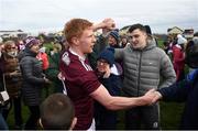 23 February 2020; Adrian Varley of Galway is congratulated by supporters following the Allianz Football League Division 1 Round 4 match between Galway and Tyrone at Tuam Stadium in Tuam, Galway.  Photo by David Fitzgerald/Sportsfile