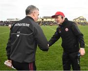 23 February 2020; Tyrone manager Mickey Harte, right, and Galway manager Padraic Joyce shake hands following the Allianz Football League Division 1 Round 4 match between Galway and Tyrone at Tuam Stadium in Tuam, Galway.  Photo by David Fitzgerald/Sportsfile