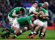 23 February 2020; Jonathan Sexton of Ireland, supported by team-mates James Ryan, Tadhg Furlong and Devin Toner is tackled by Tom Curry of England during the Guinness Six Nations Rugby Championship match between England and Ireland at Twickenham Stadium in London, England. Photo by Ramsey Cardy/Sportsfile Photo by Ramsey Cardy/Sportsfile
