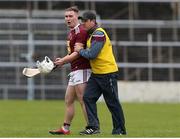 23 February 2020; Killian Doyle of Westmeath with selector Alan Kerins leaves after he was sent off during the Allianz Hurling League Division 1 Group A Round 4 match between Tipperary and Westmeath at Semple Stadium in Thurles, Co Tipperary. Photo by Michael P Ryan/Sportsfile