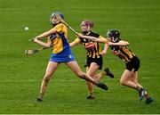 23 February 2020; Áine O'Loughlin of Clare shoots goalwards under pressure from Kilkenny players Aoife Prendergast and Claire Phelan, 6, during the Littlewoods Ireland Camogie League Division 1 match between Kilkenny and Clare at UPMC Nowlan Park in Kilkenny. Photo by Ray McManus/Sportsfile