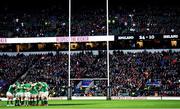 23 February 2020; Ireland players huddle following the Guinness Six Nations Rugby Championship match between England and Ireland at Twickenham Stadium in London, England. Photo by Ramsey Cardy/Sportsfile