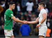 23 February 2020; Team captains Jonathan Sexton of Ireland, left, and Owen Farrell of England shake hands after the Guinness Six Nations Rugby Championship match between England and Ireland at Twickenham Stadium in London, England. Photo by Brendan Moran/Sportsfile