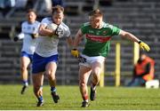 23 February 2020; Conor Boyle of Monaghan in action against Ryan O'Donoghue of Mayo during the Allianz Football League Division 1 Round 4 match between Monaghan and Mayo at St Tiernach's Park in Clones, Monaghan. Photo by Oliver McVeigh/Sportsfile