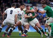 23 February 2020; Dave Kilcoyne of Ireland is tackled by Kyle Sinkler of England during the Guinness Six Nations Rugby Championship match between England and Ireland at Twickenham Stadium in London, England. Photo by Ramsey Cardy/Sportsfile