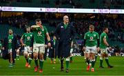 23 February 2020; Ireland players, from left, Rob Herring, Peter O'Mahony, Devin Toner and Keith Earls leave the pitch after the Guinness Six Nations Rugby Championship match between England and Ireland at Twickenham Stadium in London, England. Photo by Brendan Moran/Sportsfile