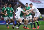 23 February 2020; Andrew Conway of Ireland in action against George Ford, left, and Owen Farrell of England during the Guinness Six Nations Rugby Championship match between England and Ireland at Twickenham Stadium in London, England. Photo by Ramsey Cardy/Sportsfile