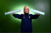24 February 2020; Republic of Ireland international Stephanie Roche at the launch of the The No Barriers 2020 project in FAI Headquarters, Abbotstown, Dublin. The No Barriers 2020 project brings together sport and social action, harnessing the excitement of the UEFA EURO 2020 tournament in primary schools across Ireland. No Barriers 2020 builds up to the UEFA EURO 2020 tournament, encouraging primary schools to use football to inspire social change in their community. This new project brings the excitement and power of football directly to schools in the Republic of Ireland, focusing on Dublin and London as host cities of the tournament. The project is supported by the Football Association of Ireland and the Greater London Authority. during a UEFA EURO 2020 call on Schools to register for ‘No Barriers’ campaigns. Photo by Stephen McCarthy/Sportsfile