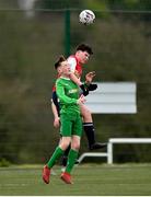 22 February 2020; Fionn O’Hara of Mayo SL in action against Cialan Brady of Carlow JDL during the U15 SFAI Subway National Plate Final match between Mayo SL and Carlow JDL at Mullingar Athletic FC in Gainestown, Co. Westmeath. Photo by Seb Daly/Sportsfile