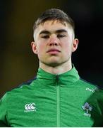 21 February 2020; Jack Crowley of Ireland prior to the Six Nations U20 Rugby Championship match between England and Ireland at Franklin’s Gardens in Northampton, England. Photo by Brendan Moran/Sportsfile