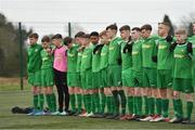 22 February 2020; Carlow JDL players prior to the U15 SFAI Subway National Plate Final match between Mayo SL and Carlow JDL at Mullingar Athletic FC in Gainestown, Co. Westmeath. Photo by Seb Daly/Sportsfile