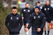 24 February 2020; Cian Kelleher and Hugo Keenan arrive ahead of Leinster Rugby Squad Training at Leinster Rugby Headquarters at Rosemount in UCD, Dublin. Photo by Sam Barnes/Sportsfile