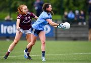 23 February 2020; Leah Caffrey of Dublin in action against Siobhán Divilly of Galway during the 2020 Lidl Ladies National Football League Division 1 Round 4 match between Dublin and Galway at Dublin City University Sportsgrounds in Glasnevin, Dublin. Photo by Piaras Ó Mídheach/Sportsfile