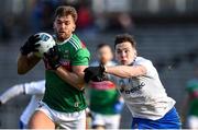 23 February 2020; Aidan O'Shea of Mayo in action against Niall Kearns of Monaghan during the Allianz Football League Division 1 Round 4 match between Monaghan and Mayo at St Tiernach's Park in Clones, Monaghan. Photo by Oliver McVeigh/Sportsfile