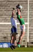 23 February 2020; Diarmuid O'Connor of Mayo in action against Dessie Ward of Monaghan during the Allianz Football League Division 1 Round 4 match between Monaghan and Mayo at St Tiernach's Park in Clones, Monaghan. Photo by Oliver McVeigh/Sportsfile