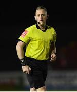 22 February 2020; Referee Alan Patchell during the SSE Airtricity League First Division match between Longford Town and Shamrock Rovers II at Bishopsgate in Longford. Photo by Stephen McCarthy/Sportsfile