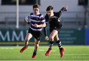 24 February 2020; Daniel Martin of Terenure College gets past Greg Fitzgerald of Cistercian College Roscrea during the Bank of Ireland Leinster Schools Junior Cup Second Round match between Cistercian College Roscrea and Terenure College at Energia Park in Dublin. Photo by Piaras Ó Mídheach/Sportsfile