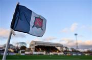 24 February 2020; A Dundalk crest is seen on a corner flag ahead of the SSE Airtricity League Premier Division match between Dundalk and Cork City at Oriel Park in Dundalk, Louth. Photo by Ben McShane/Sportsfile
