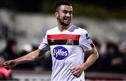 24 February 2020; Michael Duffy of Dundalk celebrates after scoring his side's first goal during the SSE Airtricity League Premier Division match between Dundalk and Cork City at Oriel Park in Dundalk, Louth. Photo by Ben McShane/Sportsfile