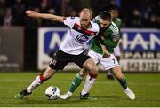 24 February 2020; Chris Shields of Dundalk in action against Dylan McGlade of Cork City during the SSE Airtricity League Premier Division match between Dundalk and Cork City at Oriel Park in Dundalk, Louth. Photo by Ben McShane/Sportsfile