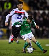 24 February 2020; Cory Galvin of Cork City in action against Patrick Hoban of Dundalk during the SSE Airtricity League Premier Division match between Dundalk and Cork City at Oriel Park in Dundalk, Louth. Photo by Seb Daly/Sportsfile